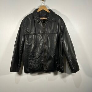 Reportage RGA Mens Black Faux Leather Jacket Made in Italy Vintage‎ Style READ